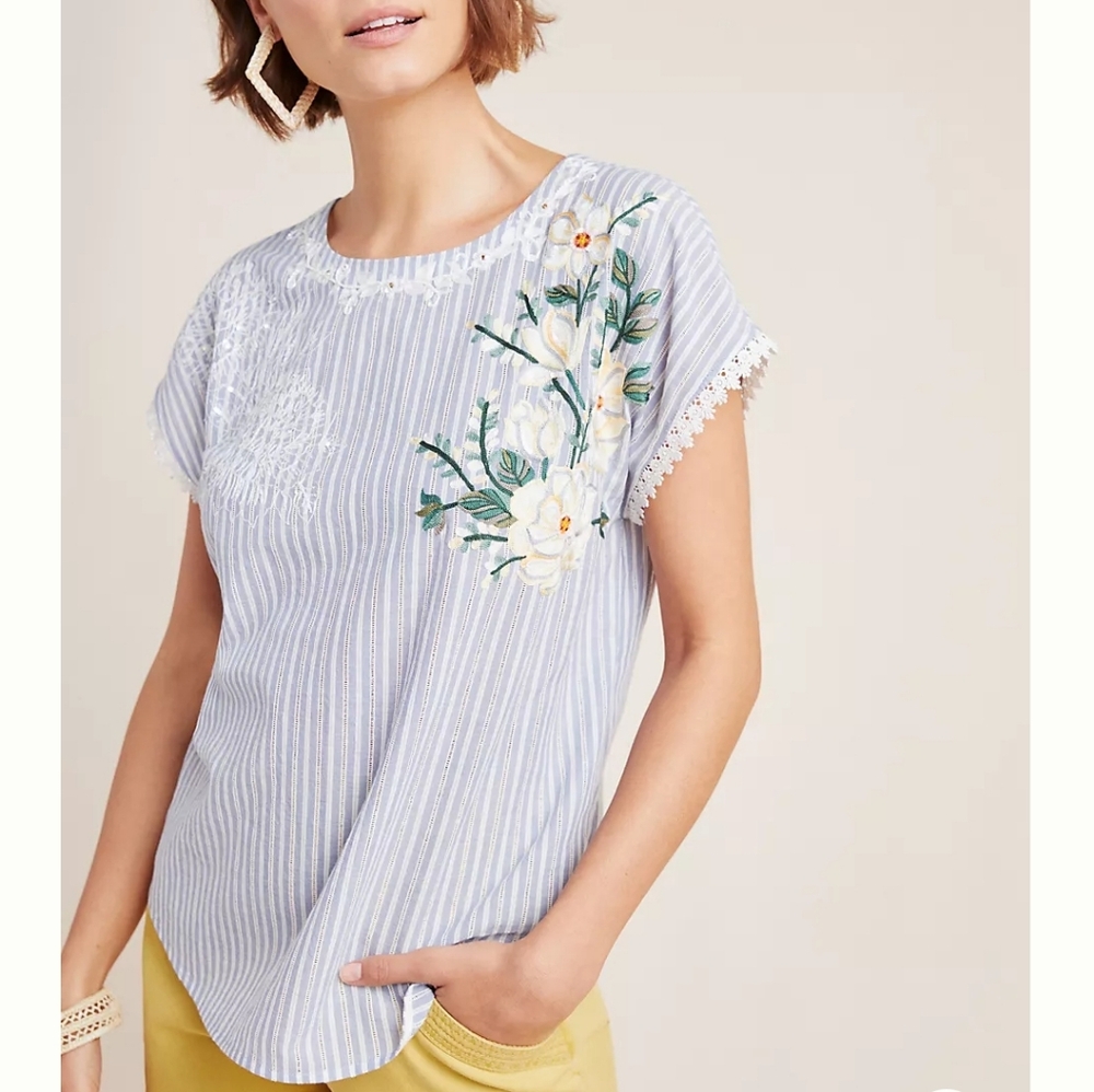 Pankaj and Nidhi Sasha Embroidered Blouse Size Small